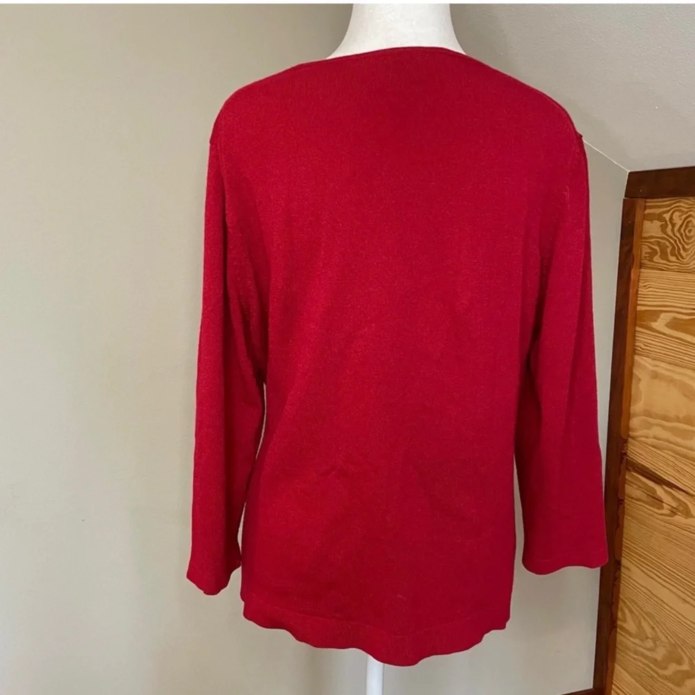 Loft red scoop neck knit sweater size M NWT - Picture 2 of 5